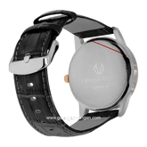 CHRIST VERRA CLASSIC MEMOIR CV 12452G-24 SLV & CV 12452L-24 SLV Couple Black Dial Silver Leather Strap